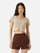 Ribbed Short Sleeves Cropped Top